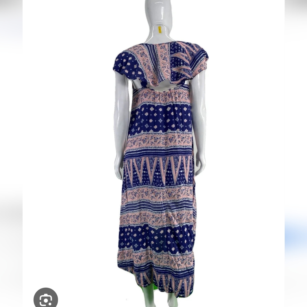 Maeve Size Xs Blue And Pink Backless Maxi Dress Used, Excellent Condition.